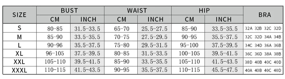 measures barcelona bandeau bikini set sizes